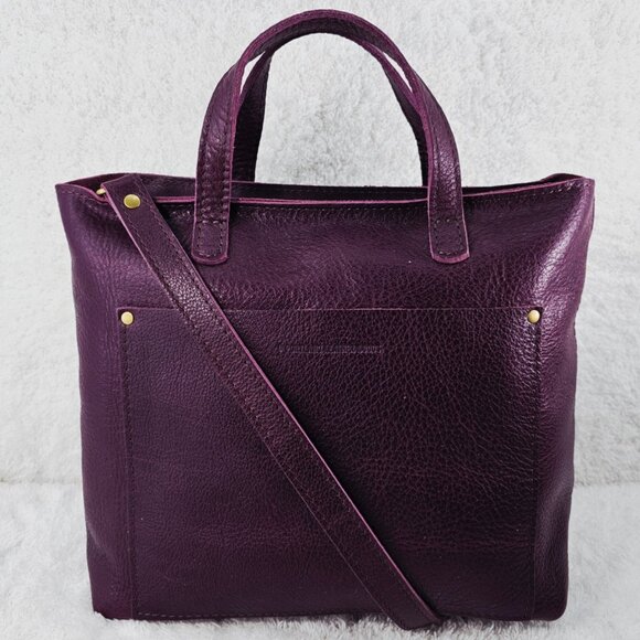 PORTLAND LEATHER GOODS Medium Crossbody Tote Plum Pebble Leather
